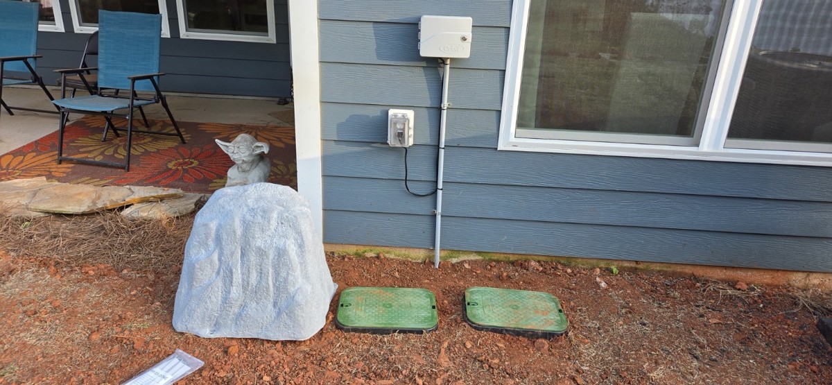 Completed irrigation valve box installation
